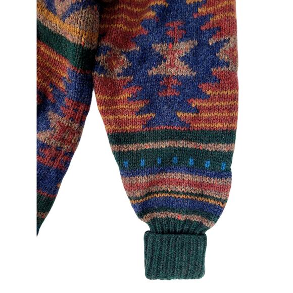 VTG 90s Woolrich Sweater Aztec Design Shawl Collar Cardigan Men's Sz L - Picture 6 of 8
